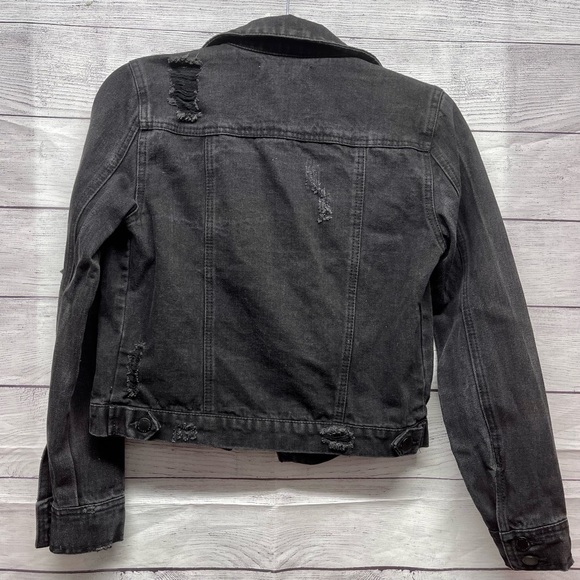 Bullhead Black Distressed Denim Jean Jacket Size XS - Picture 3 of 3